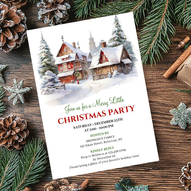 Playful Christmas scene cozy festive city invites Einladung (Playful Christmas scene cozy festive city invitation)