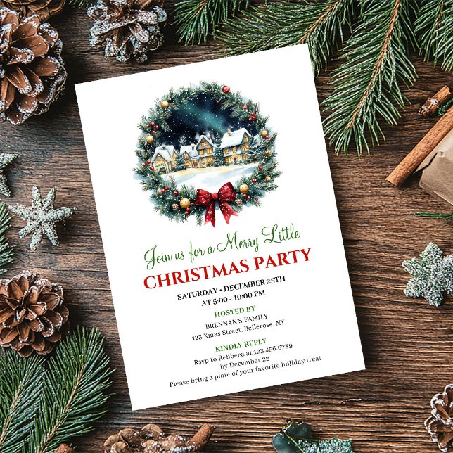 Playful Christmas Scene Watercolor Party Invites Einladung (Playful Christmas Scene Watercolor Party Invitation)