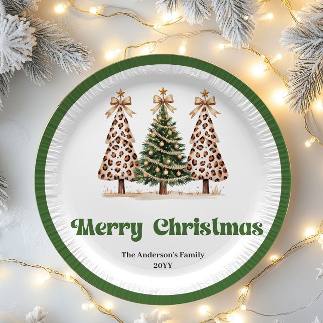 Playful Christmas Tree Editable Personalized Plate Pappteller (Playful Christmas Tree Editable Personalized Paper Plates)