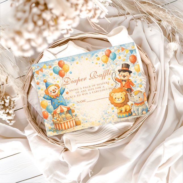 Playful Circus Friends Diapper Raffle Begleitkarte (Von Creator hochgeladen)