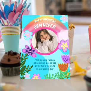 Playful Colorful Rainbow Garden Geburtstag Karte