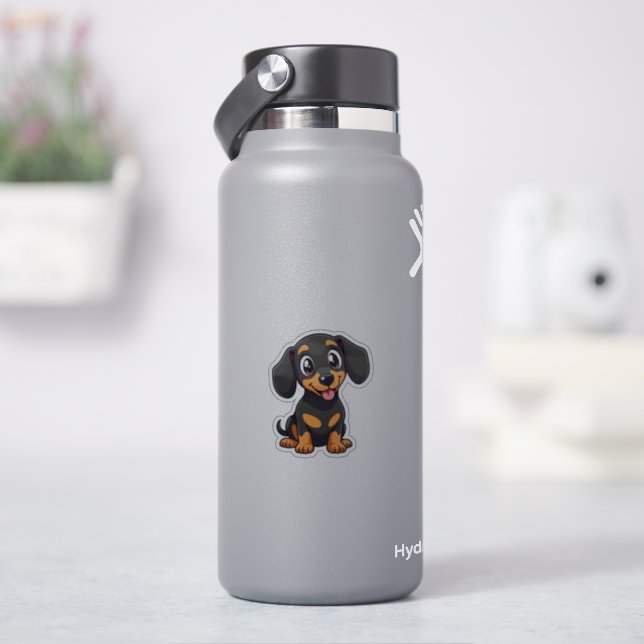 Playful Dackel Puppy - Niedlicher Pastell-Stil Aufkleber (HydroFlask)