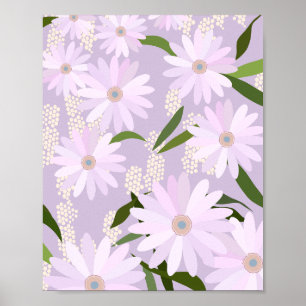 Playful Daisies 04 Lilac Blume Poster
