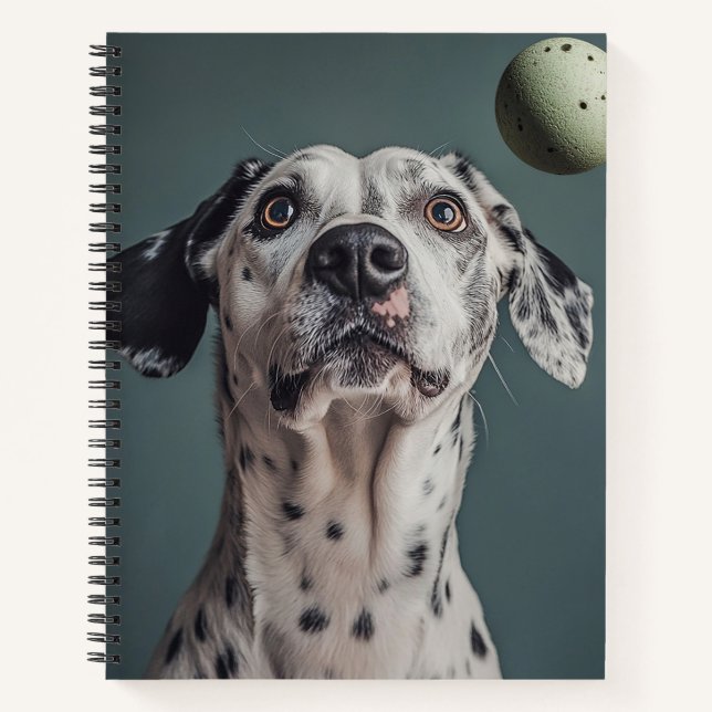 Playful Dalmatian with Ball Notebook Notizbuch (Vorderseite)