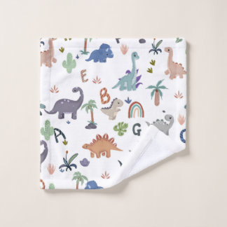 Playful Dinosaur Alphabet Pattern Waschlappen