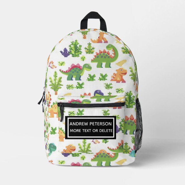 Playful Dinosaur Druckkids gedruckter Rucksack (Vorderseite)