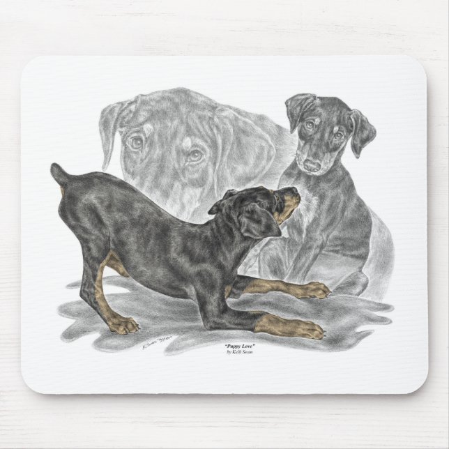 Playful Doberman Pinscher Puppies Mousepad (Vorne)