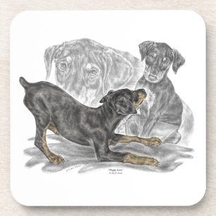Playful Doberman Pinscher Puppies Untersetzer
