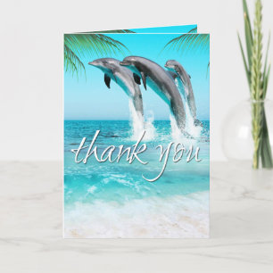 PLAYFUL DOLPHINS TROPICAL OCEAN Thank You Dankeskarte