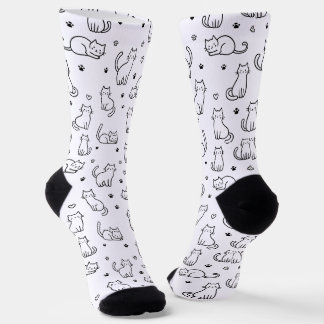 Playful Doodle Cat Crew Socks Socken