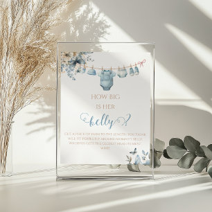 Playful Dusty Blue Baby Bly Guessing Game Floral Poster