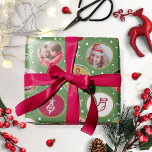 Playful Familie Foto Collage Weihnachten Grün Geschenkpapier<br><div class="desc">Playful Familie Foto Collage Weihnachten Red Wrapping Grün</div>