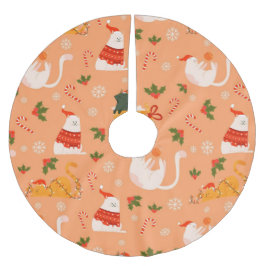 Playful Fett Katzen Weihnachtsmuster Polyester Weihnachtsbaumdecke
