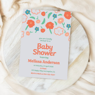 Playful Floral Baby Shower Invitation Einladung