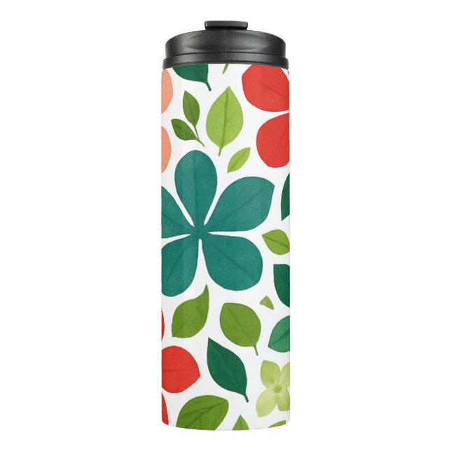 Playful Floral Foliage Pattern Thermosbecher (Vorderseite)