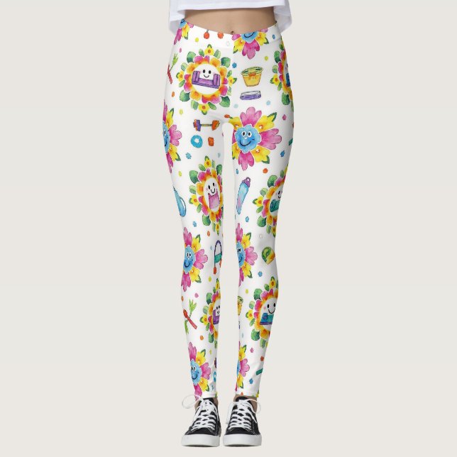Playful Floral Mandalas Seamless Pattern Leggings (Vorderseite)