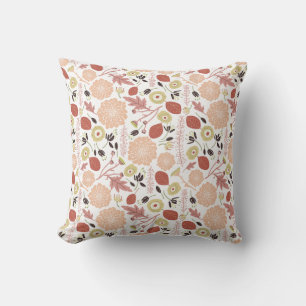 Playful Floral Mix Peach Green Whimsical Kissen