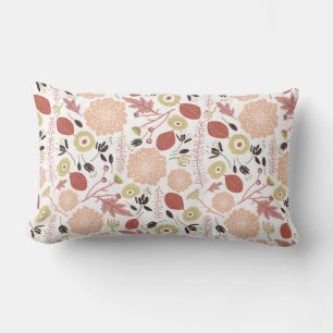 Playful Floral Mix Peach Green Whimsical Lendenkissen