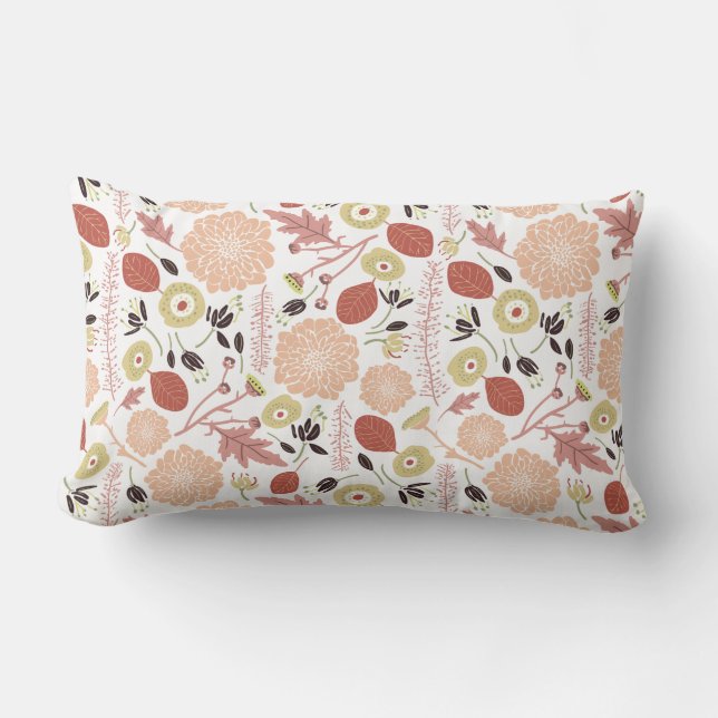 Playful Floral Mix Peach Green Whimsical Lendenkissen (Vorderseite)