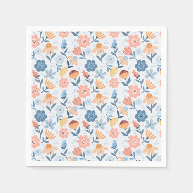 Playful Floral Pattern Napkins Serviette (Vorderseite)