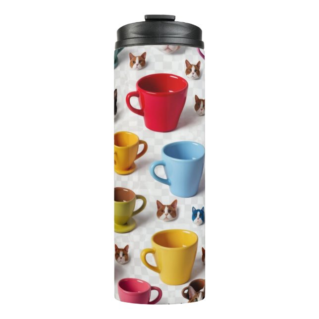 Playful Flower and Cartoon Animal Pattern - Adorab Thermosbecher (Vorderseite)