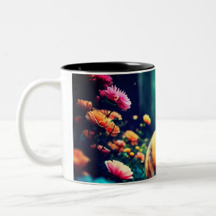 "Playful Fox Amidst Blossoms" Zweifarbige Tasse