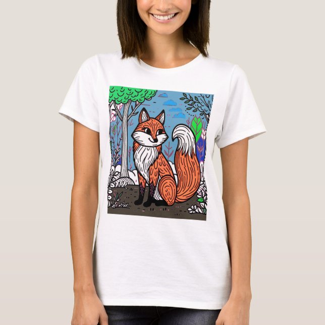"Playful Fox in the Forest" T-Shirt (Vorderseite)