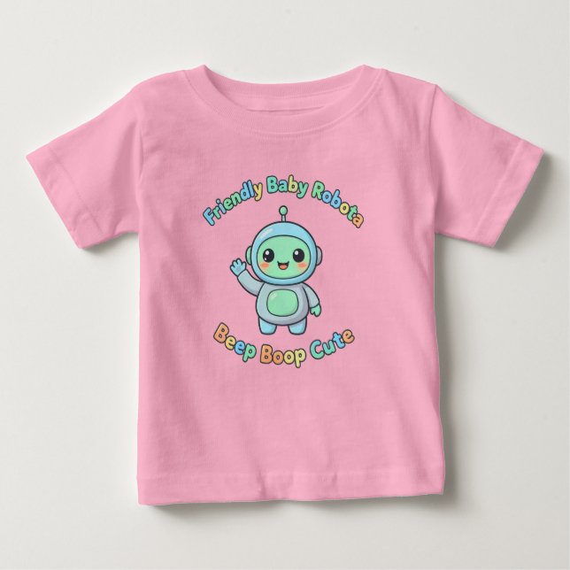 Playful Fun Cotton Robot Baby T-shirt (Vorderseite)