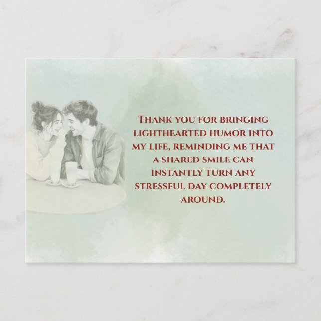 Playful & Funny Love Quote Postcard | Laughing Cou Postkarte (Vorderseite)