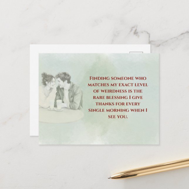 Playful & Funny Love Quote Postcard | Laughing Cou Postkarte (Vorderseite/Rückseite Beispiel)