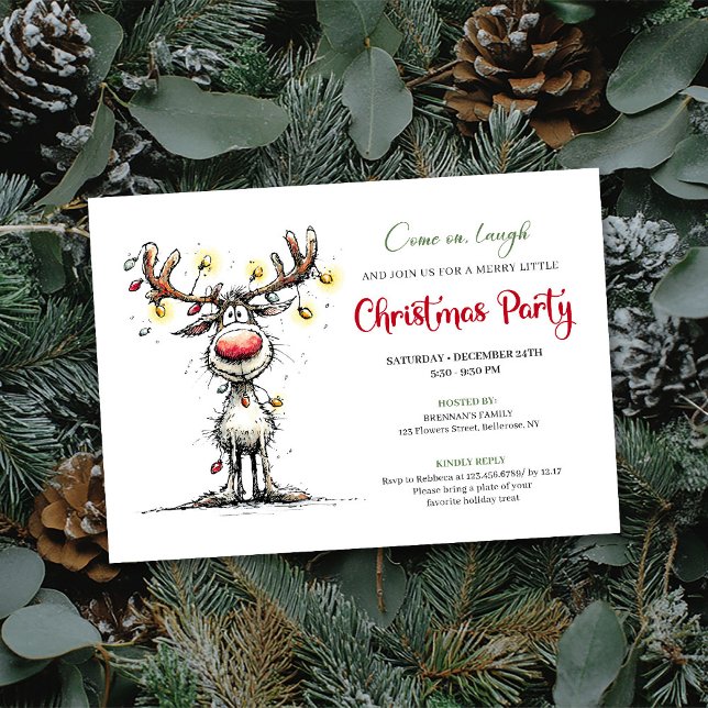 Playful funny reindeer Christmas party invite Einladung (Playful funny reindeer Christmas party invite

)