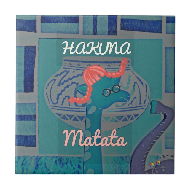 Playful Giraffe Art: Ein afrikanisches Vergnügen Fliese (Vorderseite)