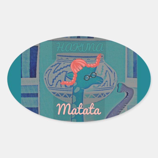 Playful Giraffe Art: Ein afrikanisches Vergnügen Ovaler Aufkleber (Vorderseite)