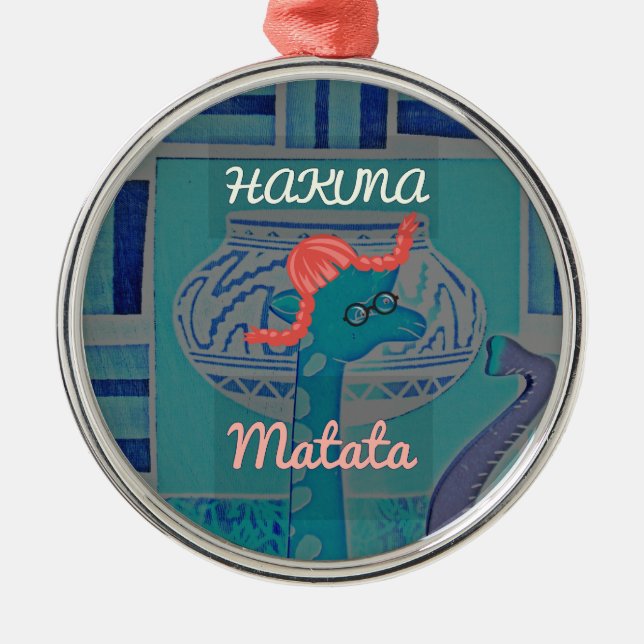 Playful Giraffe Art: Ein afrikanisches Vergnügen Silbernes Ornament (Vorne)