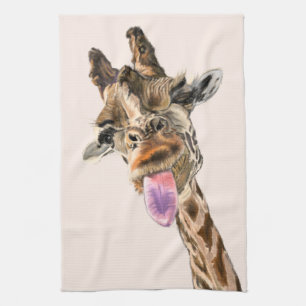 Playful Giraffe Funny Kittuch Geschirrtuch