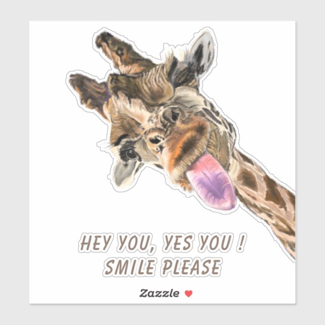Playful Giraffe Funny Sticker Lächeln - Benutzerde (Blatt)
