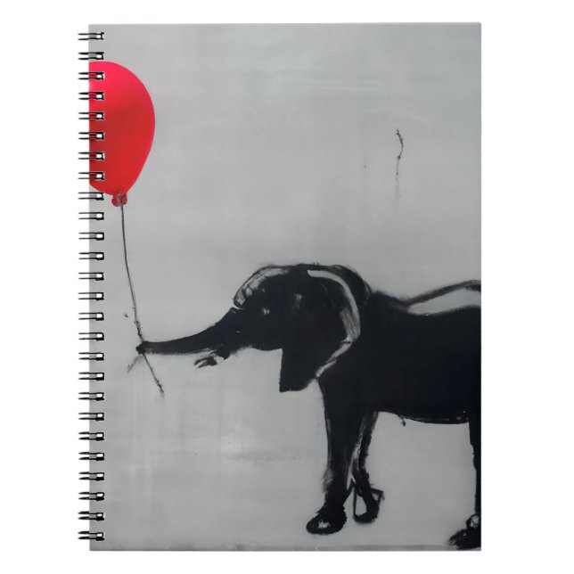 Playful Graffiti Elephant mit Red Balloon Art Notizblock (Vorderseite)