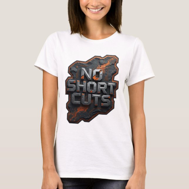 Playful Grau NO SHORT CUTS Slogan T-Shirt (Vorderseite)