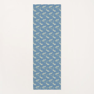Playful Green Alligator Paisley on Blue Yogamatte