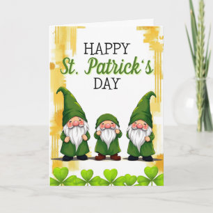Playful Green Gnomes Kleeblatts St Patrick's Day Karte