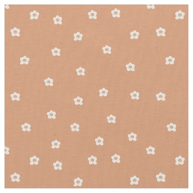 Playful Halloween flower pattern with retro smilin Stoff (Nahaufnahme)