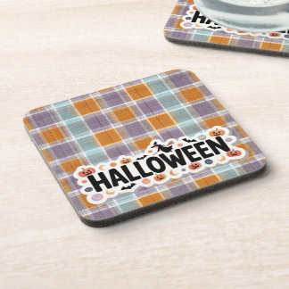 Playful Halloween Plaid Hard Getränkeuntersetzer