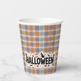 Playful Halloween Plaid Pappbecher