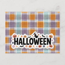 Playful Halloween Plaid Postkarte
