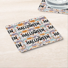 Playful Halloween Plaid Rechteckiger Pappuntersetzer
