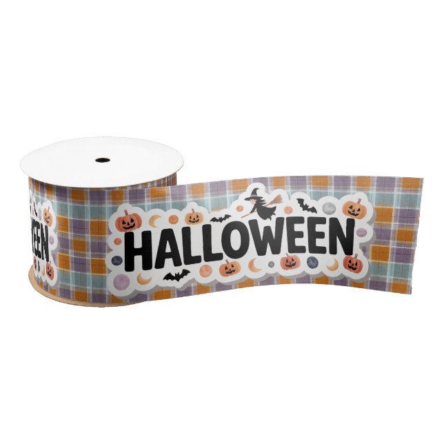 Playful Halloween Plaid Satinband (Spule)