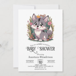 Playful Happy Wolf Baby Shower Einladung