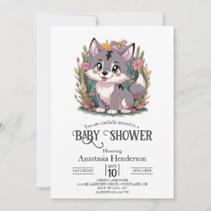 Playful Happy Wolf Baby Shower Einladung