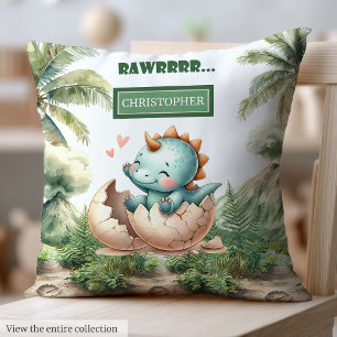 Playful Hatching bald Baby Dinosaurier Wasserfarbe Kissen