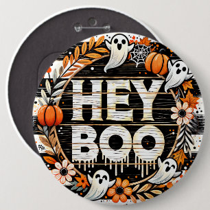 Playful 'Hey Boo' Halloween Button - Geister, Pump